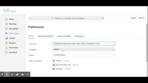 Selecting the preferences including time zone, region and language