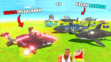 AMAAN MECHA MEGALODON SHARK vs EVERY AQUATIC in Animal Revolt Battle Simulator | SHINCHAN CHOP TEAM