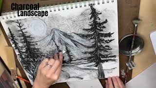 Charcoal Landscape Time-lapse Drawing