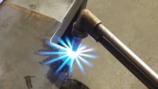 (232) cutting with oxy propane torch off 1 lb cylinder. box cutter blades welded with oxy acetylene.