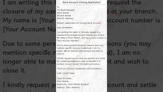 Bank Account Closing Application in English with Hindi | Easy Letter Format for Students #account