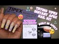 Trying tipex instant apex sculpted acrylic tips  nail glue set  madam glam