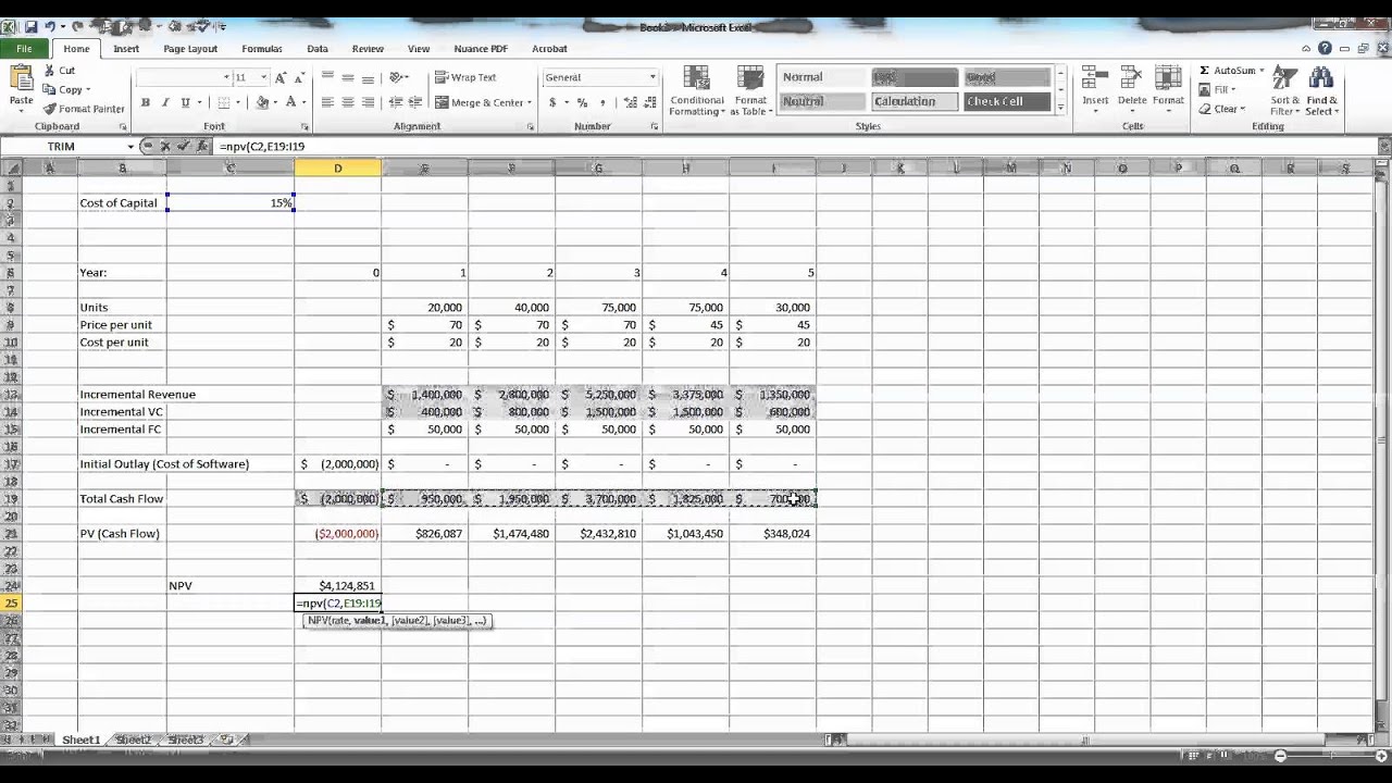 Capital Budgeting in Excel Example - YouTube