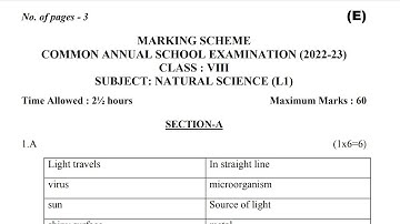 Class 8 Science L-1 Answer key evening shift 16 march 2023 | class 8 विज्ञान evening shift 16 march