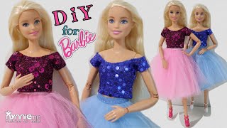 DIY Barbie Tutu | Tulle Skirt & Sequin Top for Barbie | Barbie Clothes | nynnie me