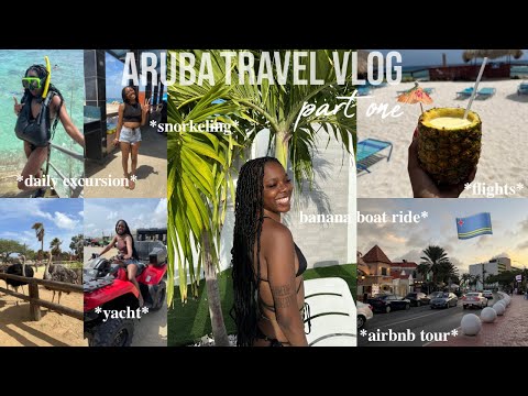 Aruba travel vlog part one: flights, yacht, daily excursion, air bnb tour, snorkeling, etc