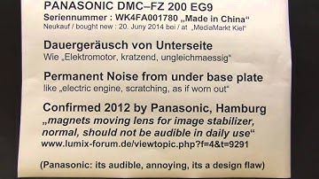 PANASONIC DMC-FZ 200: Permanent Audio Noise / Geräusch from OIS