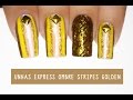 Unhas Express #11 carimbando com plaquinhas ombre stripes golden