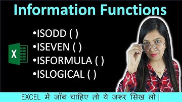 How to use ISEVEN,  ISODD, ISFORMULA  and ISLOGICAL Function in Excel | iNFORMATION Functions Excel