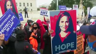 LIVE: Protesters rally before confirmation hearing of Amy Coney Barrett