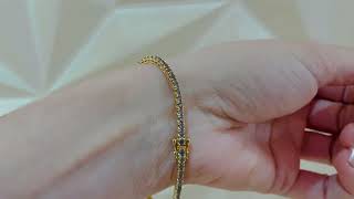 Video: Light Green Sapphires Bracelet 3.80ct Yellow Gold RAINBOW