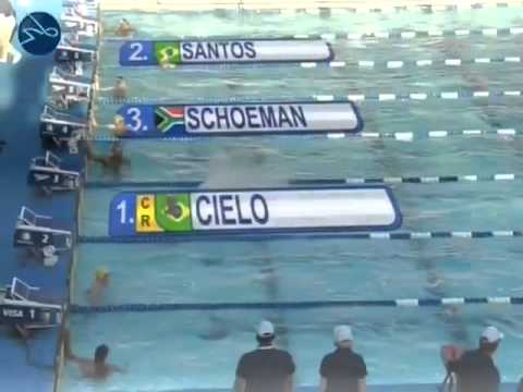 Pan Pacifico 2010 50m Borboleta Final A Grande Vitoria de Cielo com Nicholas Santos em 2 eo Sul Africano Roland Schoeman em 3