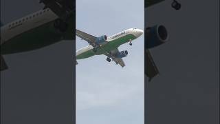 Uzbekistan airways Airbus A320-214. Landing in Fergana Int'l airport