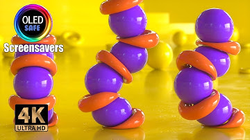 Balls and Rings CGI Falling Screensaver - 10 Hours - 4K - OLED Safe