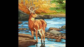 Mewarnai Lukisan Gambar Binatang Rusa Bermain Di sungai Jernih Di Sore Hari yang Cerah #shortsvideo
