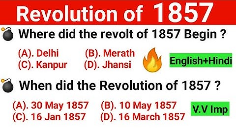 Revolution of 1857 | Gk Questions and Answers Revolt of 1857 | All Gk Quiz Revolt of 1857