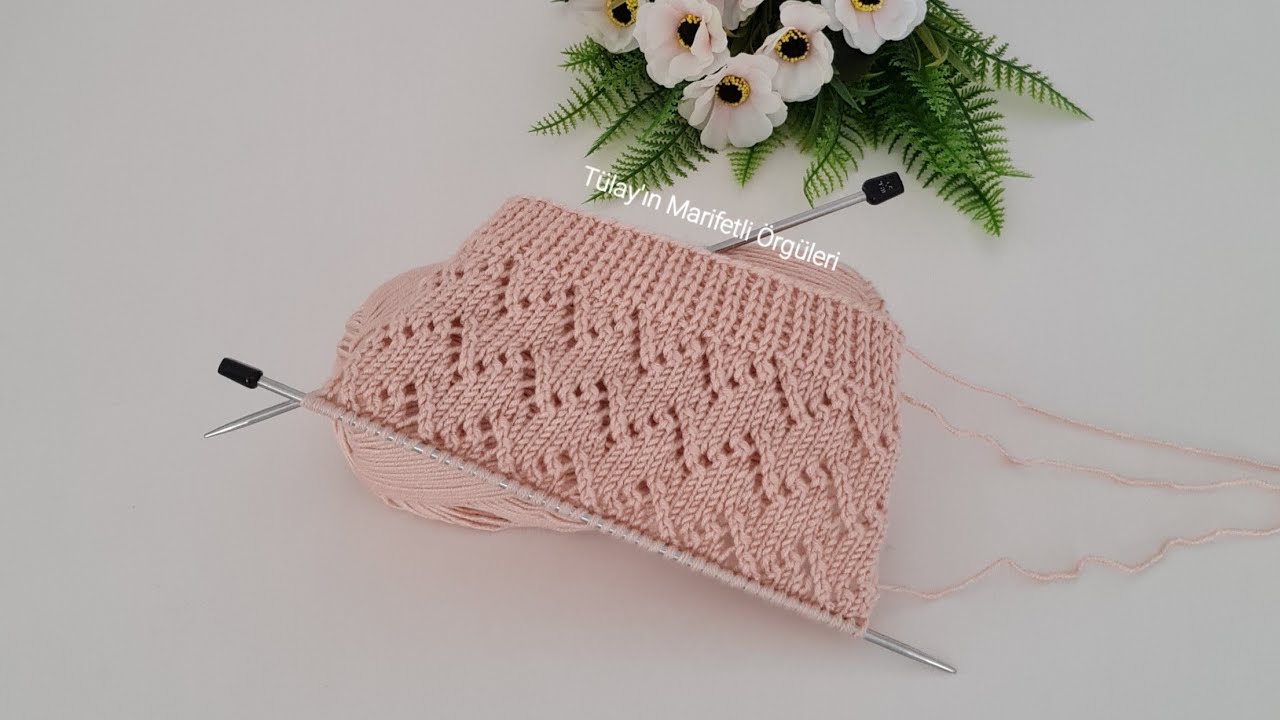 Легкий ажурный узор спицами двумя спицами 🎉Схема вязания жилета-шалевого кардигана