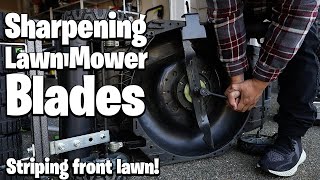 easiest way to sharpen your lawn mower blades! { electric lawn mower } ego lm2100 checkmate striping