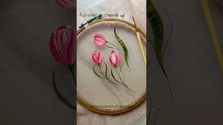 Tulip flowers painting on fabric✨ful video on channel🥁#fabricpainting  #arttutorial #youtubeshorts