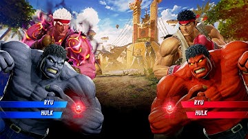 Evil Ryu & Hulk VS Ryu & Hulk (Very Hard) - Marvel vs Capcom | 4K UHD Gameplay