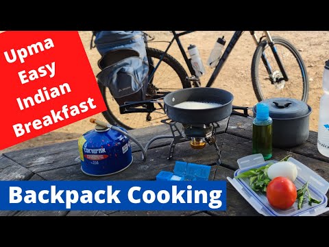 Outdoor Cooking Pasta Alternative Experiment on Bicycle Touring Camp Cooking & Hiking - Upma Recipe.