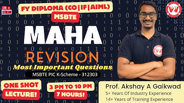PIC | MAHA REVISION | Fy diploma K scheme IF / CO / AIML | VIMP for Board Exam | Akshay sir