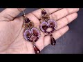 Beautiful Beaded Heart 💜💜💜Earrings Tutorial // Herringbone stich // DIY