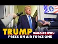 President Trump Gaggles with Press on Air Force One in Qatar | India| Putin | Hamas | Canada