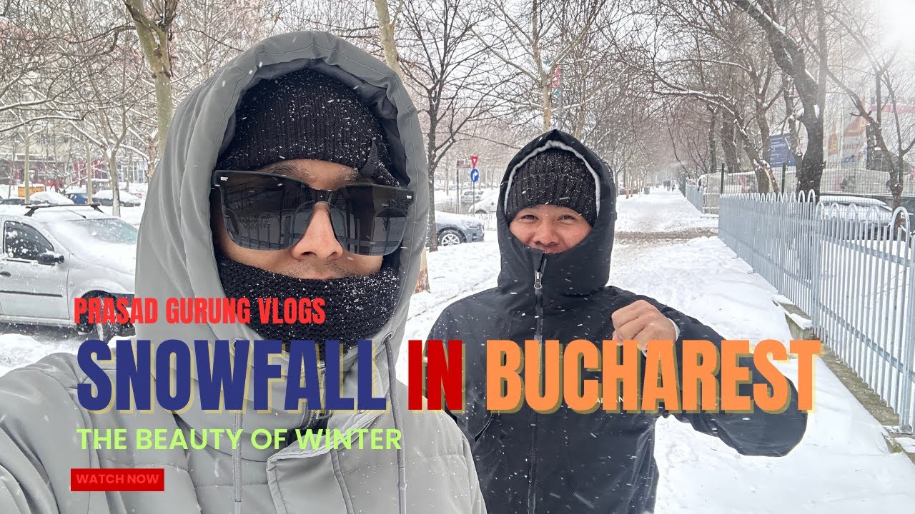 Heavy Snowfall in Bucharest! Reuniting with School Friend | His First Snow Experience!