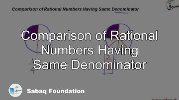 Comparison of Rational Numbers Having Same Denominator, Math Lecture | Sabaq.pk