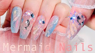 Mermaid nail in the sunset sea🧜‍♀️🌊 Nail extension tutorial / nail art ASMR by 쥬네일JOUNAIL 246,544 views 10 months ago 27 minutes
