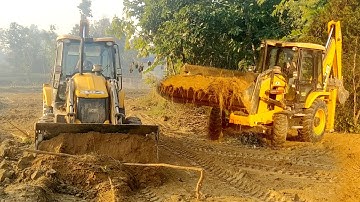 Amazing !!! JCB Backhoe - Making way for loading - Fun scene - EarthPlanet