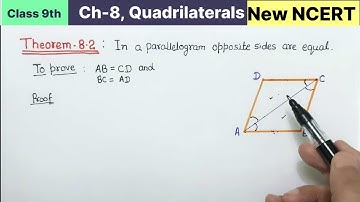 Class 9th Chapter 8 Quadrilaterals Theorem 8.2 New NCERT | In parallelogram opposite sides are equal