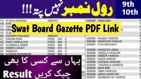 9th 10th Class Gazette Swat board result 2025 bise Swat board Matric result 2025