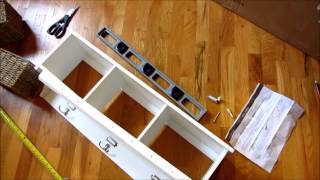 Demo how to hang this shelf. This is the shelf from Target brand Threshold, its the Threshold Entryway Hanging Wall Shelf with 