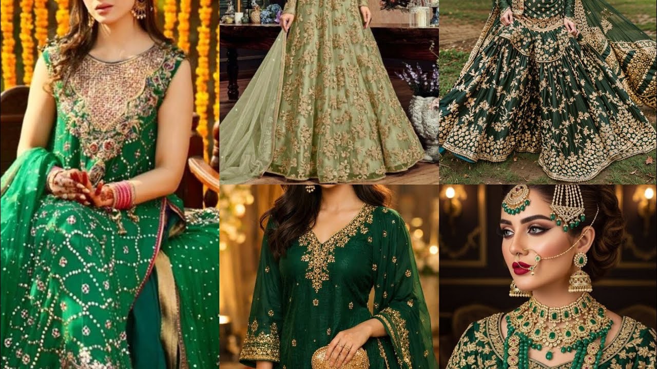 Elegant Green Wedding Dress for Women | Royal Bridal Look#trending#trend  