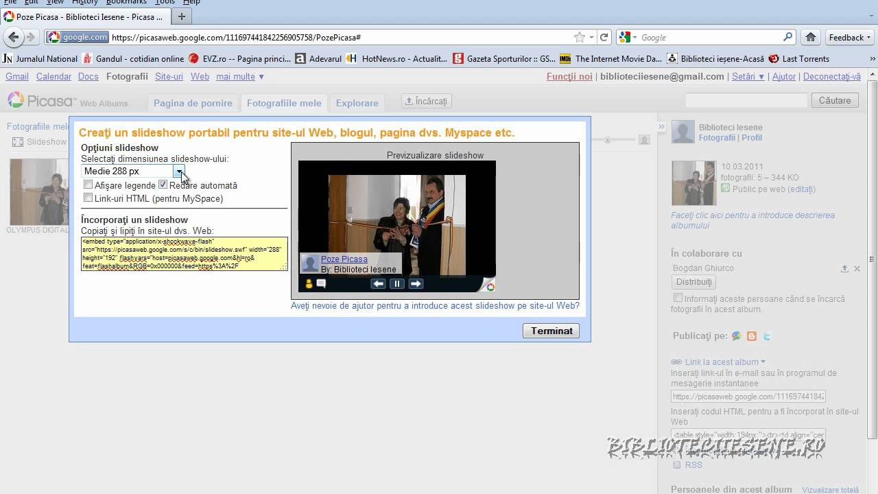 Cum Se Pune Un Slideshow Pe Blogspot Prin Picasaweb Youtube
