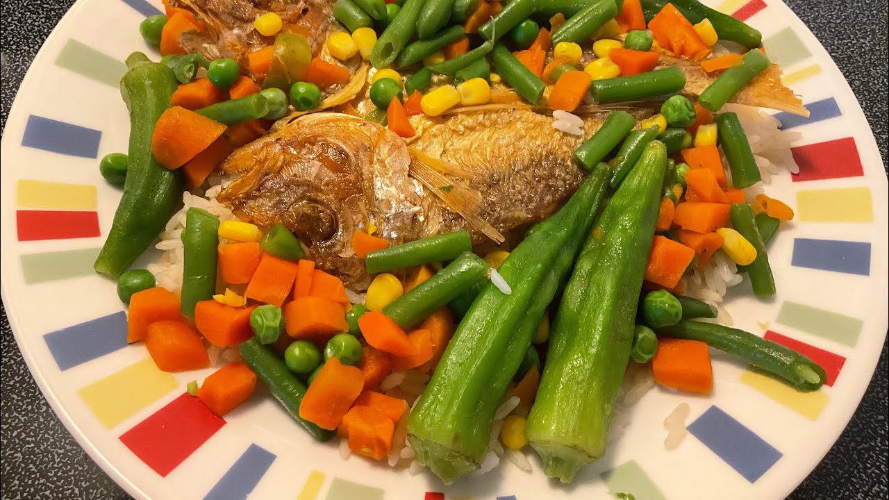 Healthy dinner and quick to cook meals with mix veggies,fish and brown