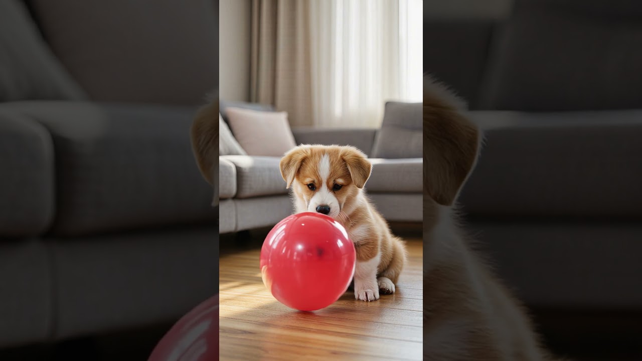 Curious Puppy vs Bouncy Balloon 🎈🐶💕