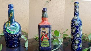 Bottle Decoration Ideas l Best out of waste l Bottle Craft l Glass bottle painting