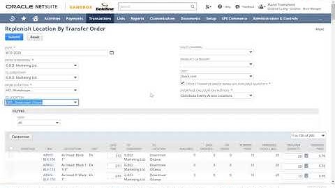 NETSUITE: Replenish by Transfer Order