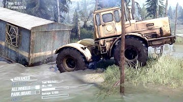 MudRunner - K700 Tractor Pulling a Garage Trailer