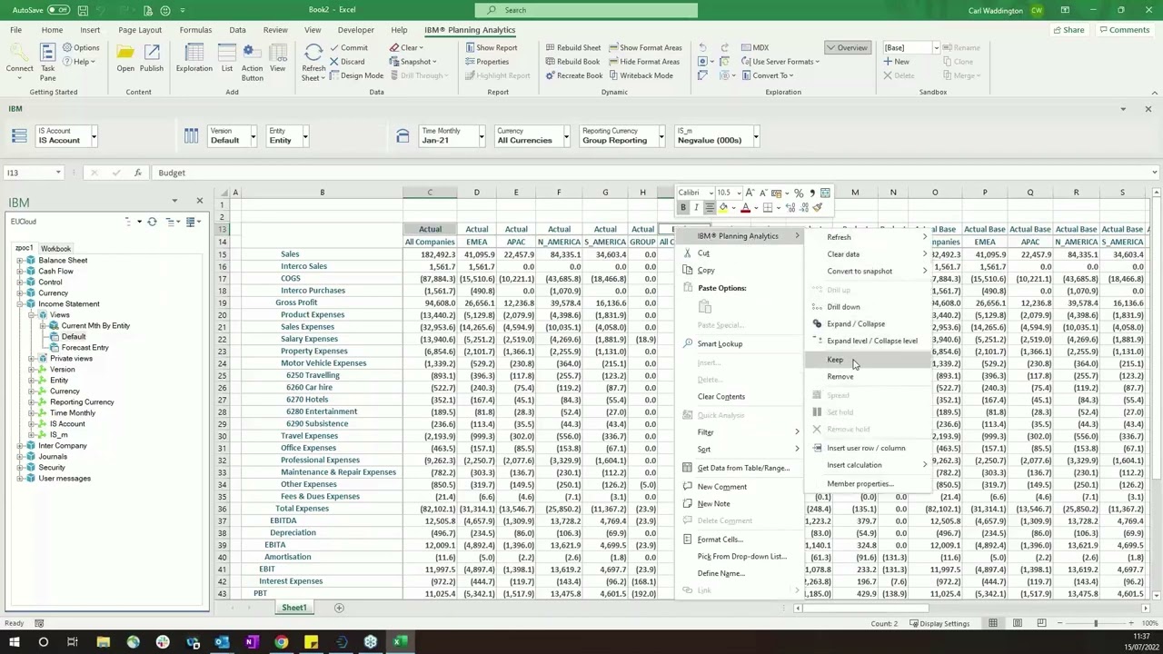 IBM Planning Analytics for Excel Demo