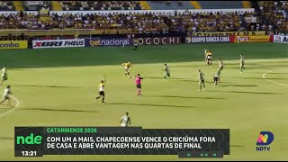 Chapecoense supera o Criciúma no Heriberto Hülse e abre vantagem
