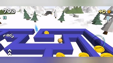 3D maze game.  Level 4 Part 3 - Winter.  Help the little man collect all the gold