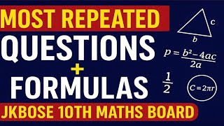 Last Day Crash: Top 15 Maths Questions for JKBOSE Class 10 | Repeated Questions Asked In Maths Exam.