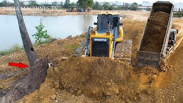 Wonderful​ Update new projects, Operating Bulldozer Shantui Dh17c2 big, Dump Truck Unloading