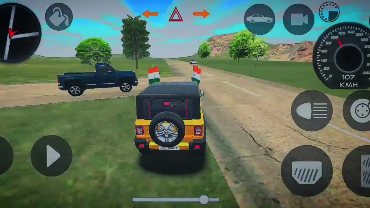 ⚡Indian Mahindra Thar 💥 4x4 Offroading Stand Gangster 3D Yellow Colour Thar 💥#thar#viral#game#trend🥶