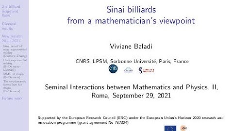 Viviane Baladi "Sinai billiards from a mathematician