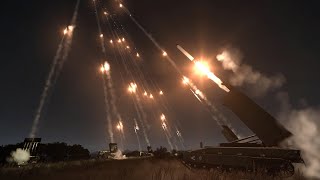 Massive Artillery fire at Night - MLRS - Barrage - Military Simulation - ArmA 3